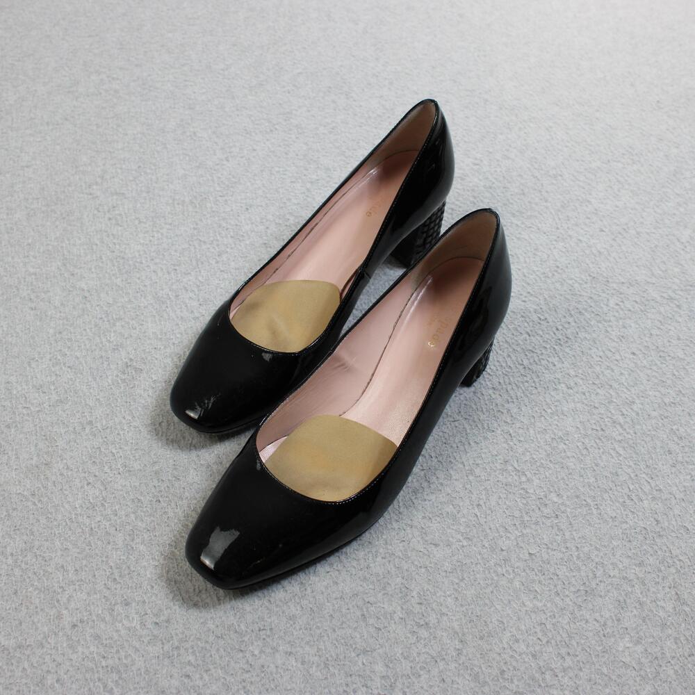 Kate Spade New York Shoes Womens Size 8.5 Black Patent Block Heel Pumps Italy